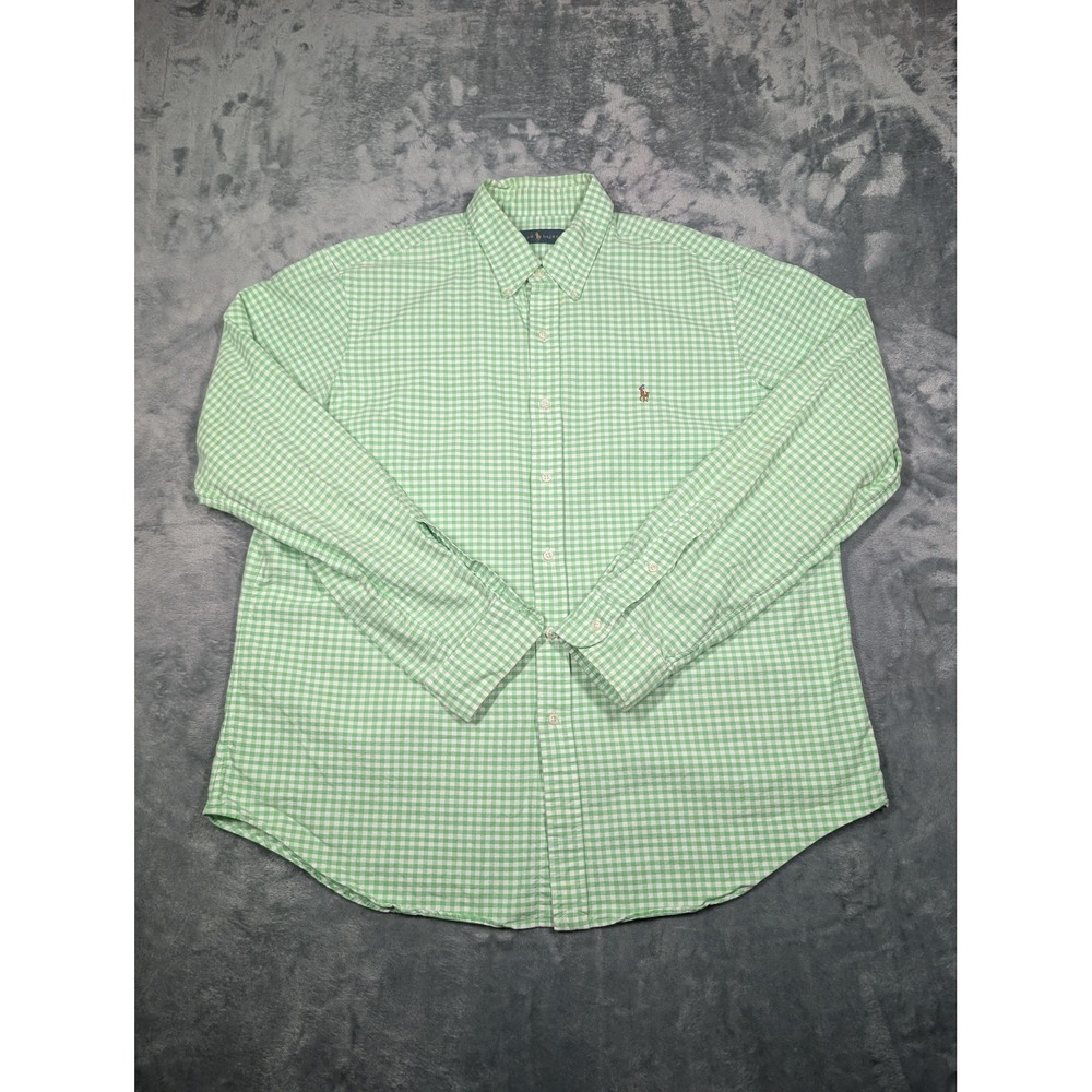 Ralph Lauren Shirt Mens XL Green Check Cotton Long Sleeve Button Down Casual